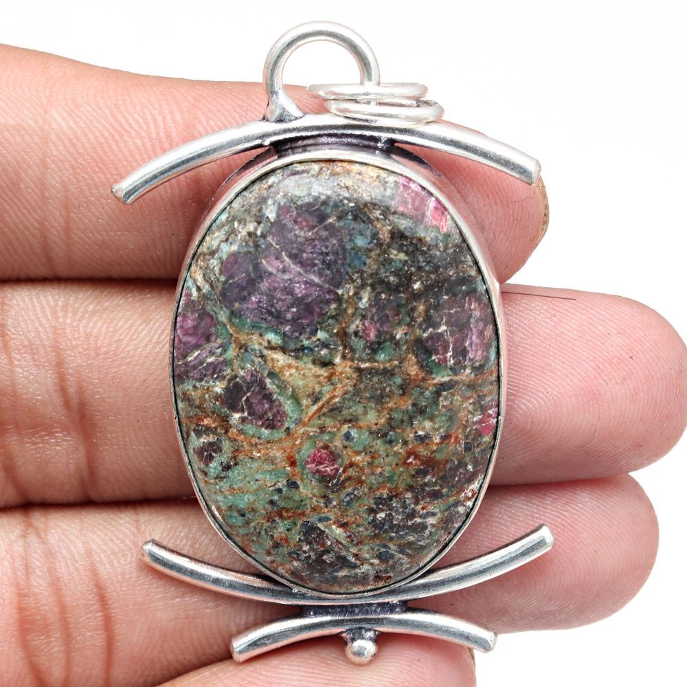Pendant Chrysocolla Gemstone Gift For Her Silver Jewelry 2.5