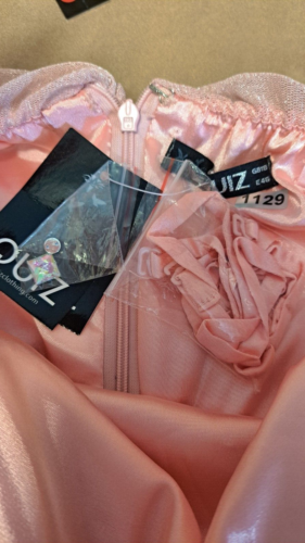 QUIZ Pink Jeweled Evening Dress Strappy Sparkle Maxi Split Hem Party Cruise UK18 - Picture 8 of 10