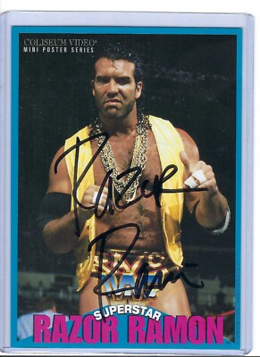 Razor Ramon Promo M3759 Razor Ramon (Deceased ) VERY RARE signed Coliseum Video Promo w ...
