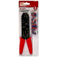 Wire  Cable Stripper / Crimper Tool with 25 Piece Cable Terminal Connectors Set