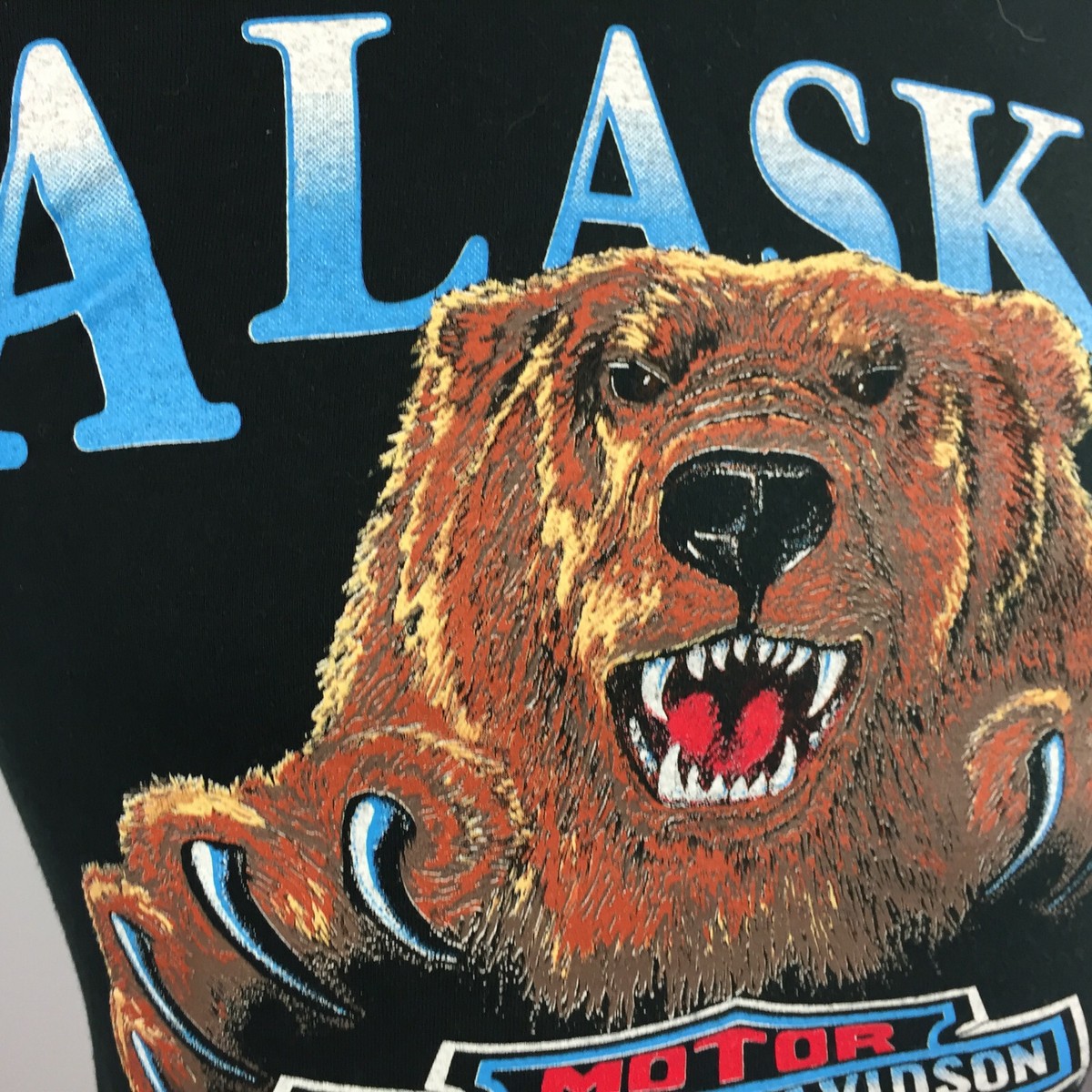 Vintage 80s 90s Alaska Harley Davidson Bear Motorcycle T Shirt