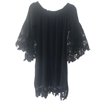 NWT Muche-et-Muchette Jolie Black Lace Trim Dress Boho Chic M/L