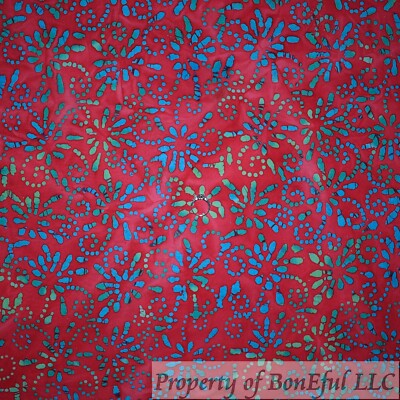 BonEFul Cotton Quilt Red Pink Blue Tonal Flower Dot Blender Texture Batik SCRAP