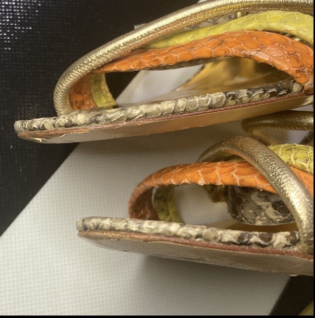 Coach Florence Heels Printed Python Snake Strap S… - image 12