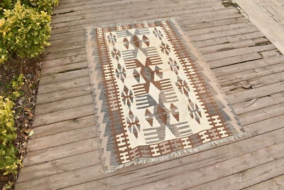Tapis Turc Kilim 38''x55'' Tissé à la Main Kayseri Kilim 99x142cm Oriental 3x... - Photo 1/4