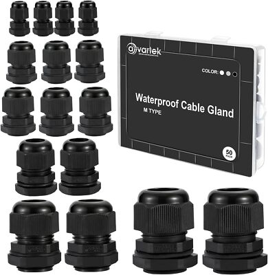 50 Stck. Wasserdicht Nylon Kabelverschraubung Kit IP68 Gelenke Verstellbar Kontermutter Werkzeug Set