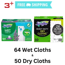 Swiffer Sweeper 64 Wet Mopping Cloths & 50 Dry Cloths Value Bundle
