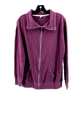 Victoria's Secret Women's Burgundy Full Zip Collared Sweatshirt Pockets Size XS