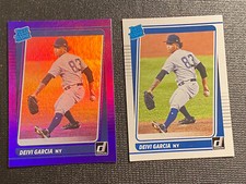 2021 Donruss Rated Rookie Purple Holo Foil #54 Deivi Garcia & Base Yankees