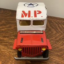 TIN TOY FRICTION MILITARY POLICE MP JEEP