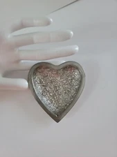 Vintage Stieff Pewter Rose Pattern Heart Shaped Trinket Dish