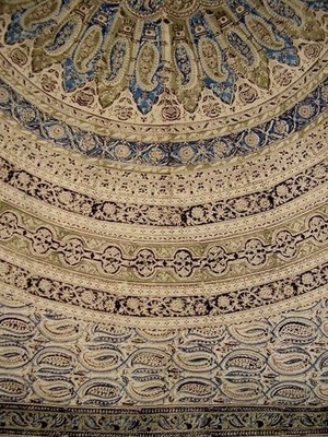 Veggie Dye Block Print Tapestry Cotton Bedspread 108'' x 88'' Full-Queen Blue