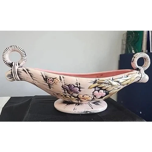 VTG Art Pottery Hull MCM Console Pink Bowl