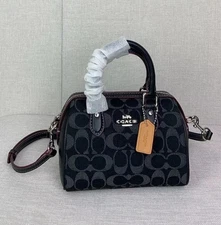 COACH CO963 Mini Rowan Crossbody Bag Signature Denim Black Outlet New JAPAN