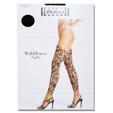 NWT WOLFORD Wildflower Tights in Black Size Large