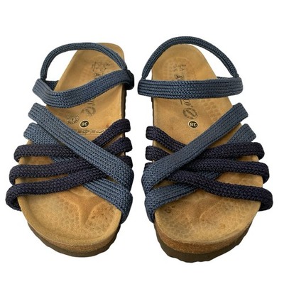 Arcopedico Salco Womens 7 EUR 38 Blue Cork Criss Cross Strappy Slingback Sandals