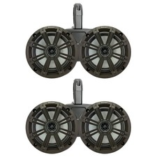 Kicker 6.5" 195W Marine Charcoal Speakers w/Black Dual Speaker Pods Qty 4 