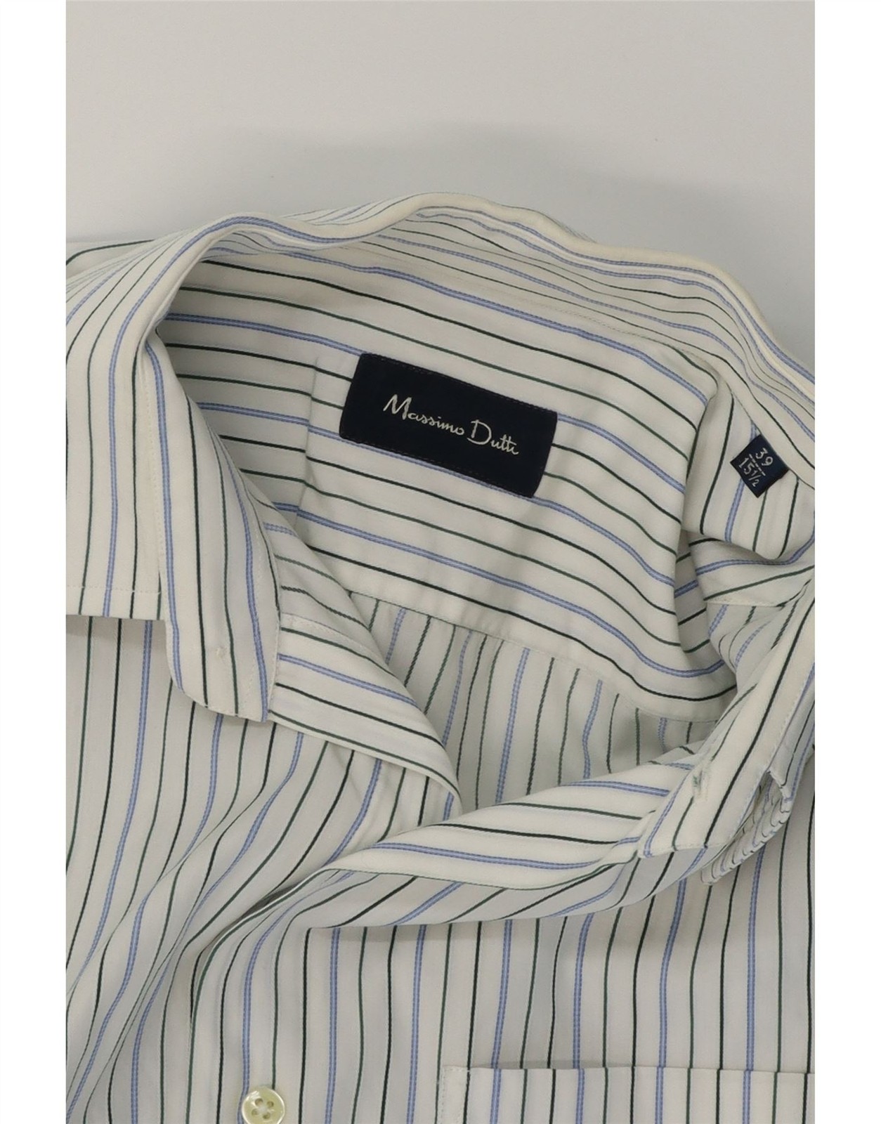 MASSIMO DUTTI Mens Shirt Size 39 15 1/2 Medium White Pinstripe Cotton AQ13 thumbnail 3