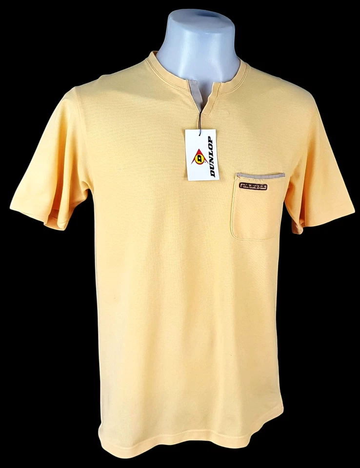 DUNLOP MOTORSPORT Mens Yellow S/S EVENING PULLOVER TOP Stretch - M - 42" -RR £65 - Imagem 4 de 4
