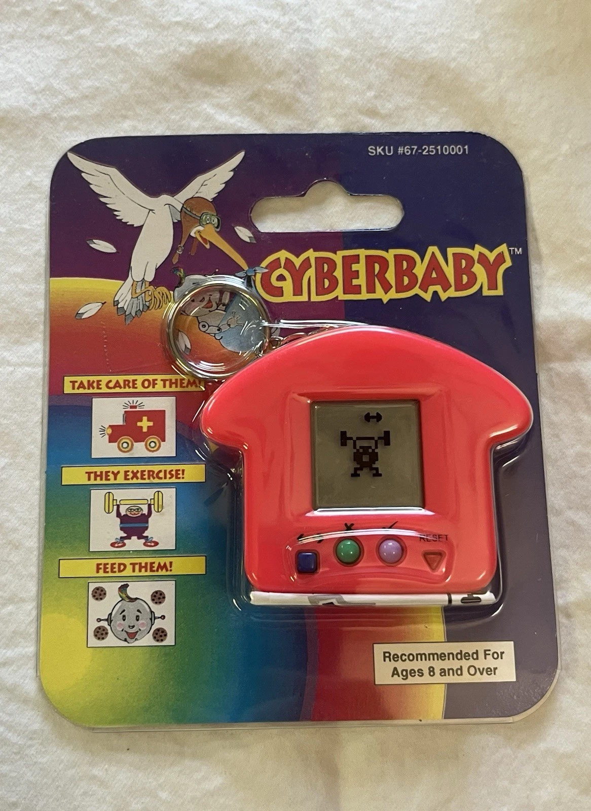 1997 Cyber Baby Keychain Electronic Handheld Travel Retro Game Keychain NIB VTG