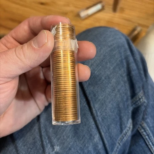 1952 D Lincoln Wheat Cent Penny Roll - 50 GEM BU RED Coins - in a Tube