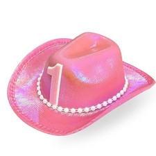 1st Birthday Cowgirl Hat for Baby Girl Pink Cowboy Party Hat Crown for First