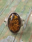 Vintage Sterling Silver Amber 925 Ring Cabochon Oval Sz 8.75