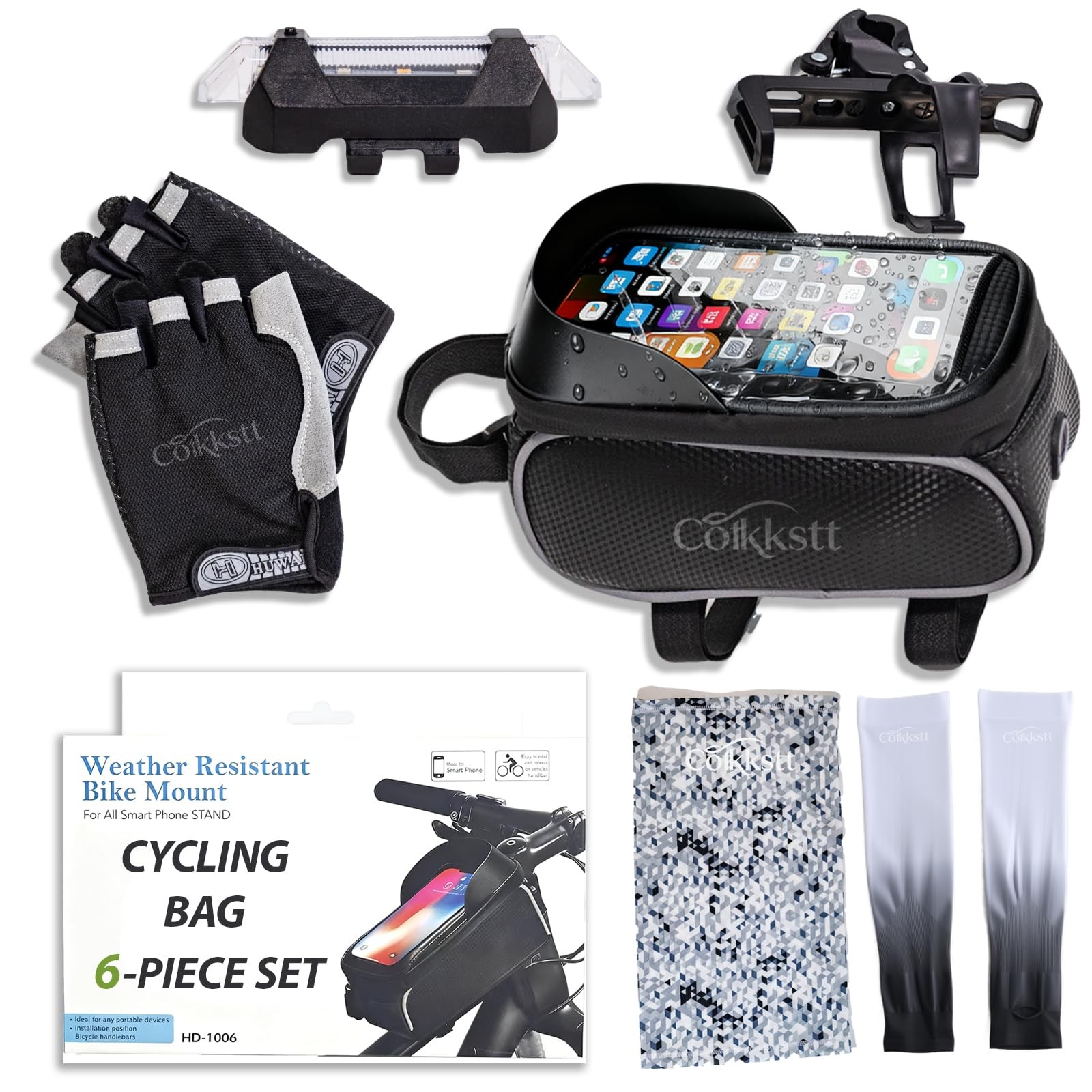 6Pcs Bike Accessories Set for Men Women - Cycling Bag, Water Bottle Holder Ca...