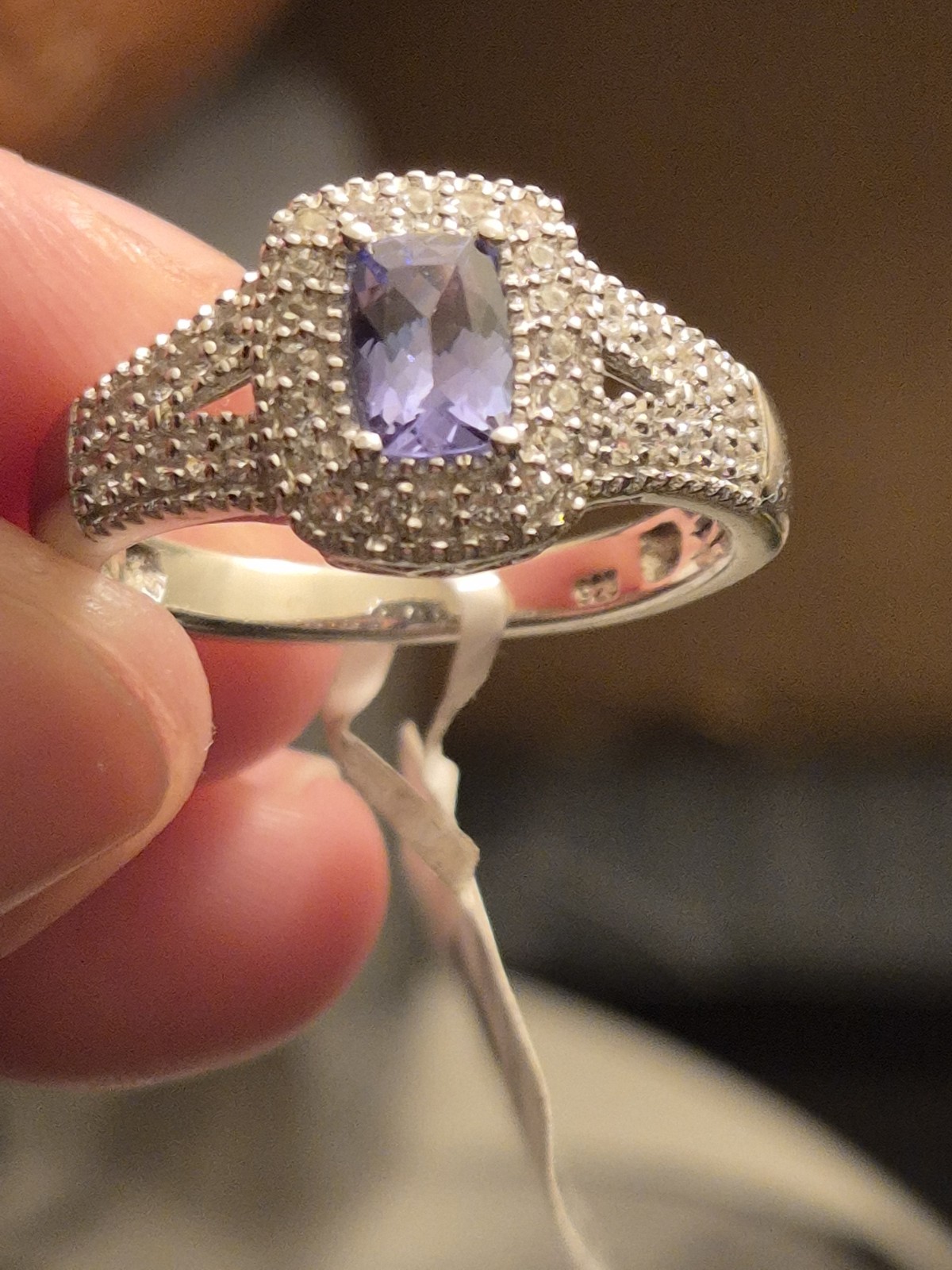 Rectangular Cushion Tanzanite and White Zircon St… - image 1