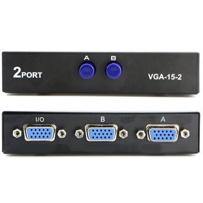 PASOW VGA 2 in 1 Out 2 Port Switch Press Button Two Way Vedio Switch... 
