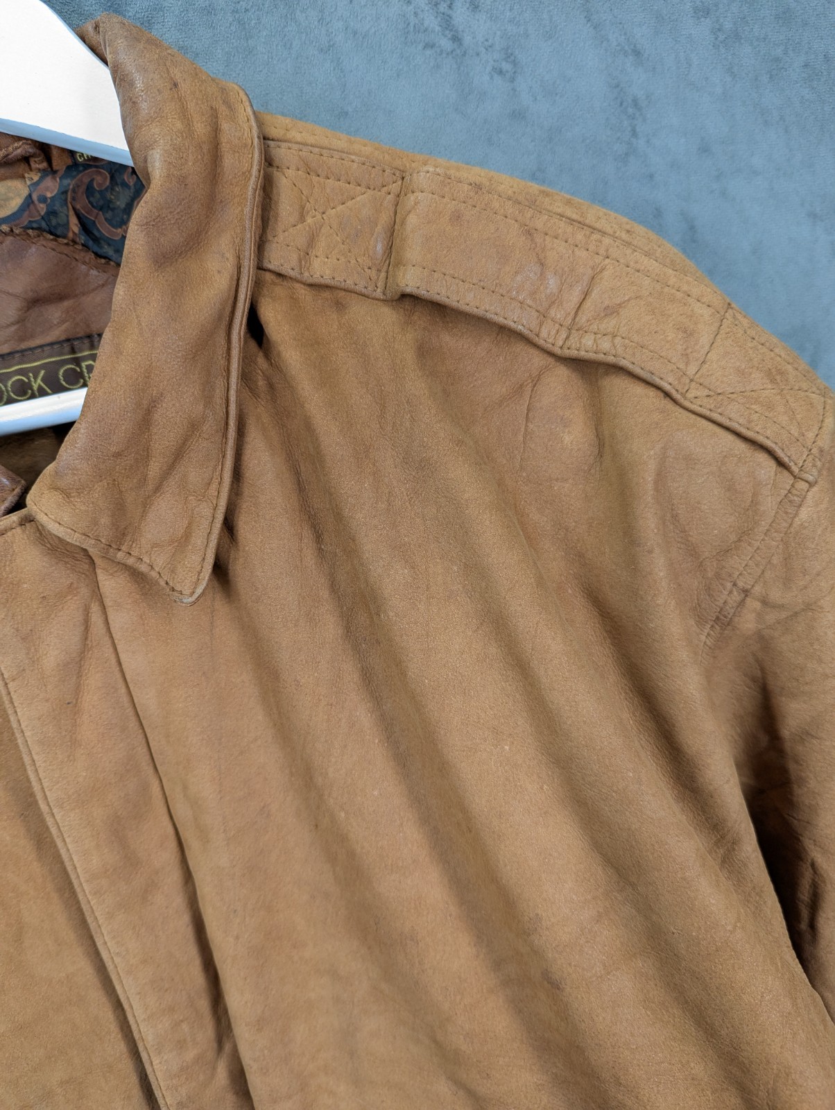 Rock Creek Vintage Leather flying Jacket Large Relaxed Fit Distressed Lined Zip image 5