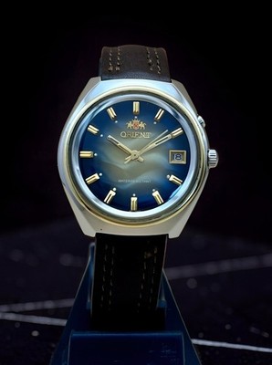 Orient Vintage Wind-Up Watch, Blue Gradient, Date,  Japan 17 jewels