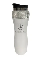 Mercedes Benz White Engraved Crystal Mug 18 Oz Cup Thermal Water Bottle Frame