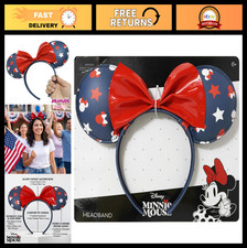 Patriotic Headband for Women - 4th of July Red White Blue Hair Accessory with Bo