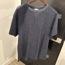 T-shirt Dior Oblique Terry cotone oversize blu navy taglia L vendita al dettaglio $990