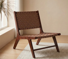 Brown Ratten Leather pattern Vintage Danish Style Armchair