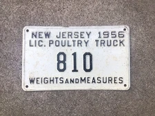 1956 - NEW JERSEY - POULTRY  TRUCK - LICENSE PLATE