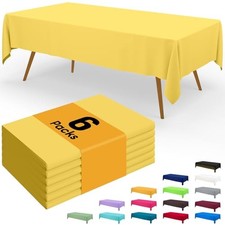 Disposable Table Cloth - 6 Pack, 54 x 108 Inch 54" x 108" - 6 Packs Yellow