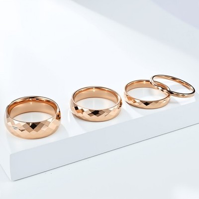 Men Women Faceted Band Ring Tungsten Wedding Couple Engagement Dome Comfort Fit