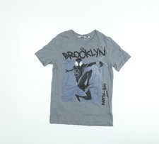 Camiseta H&M Niños Gris Spider-Man 11-12 Años Marvel Gráfico Algodón Top