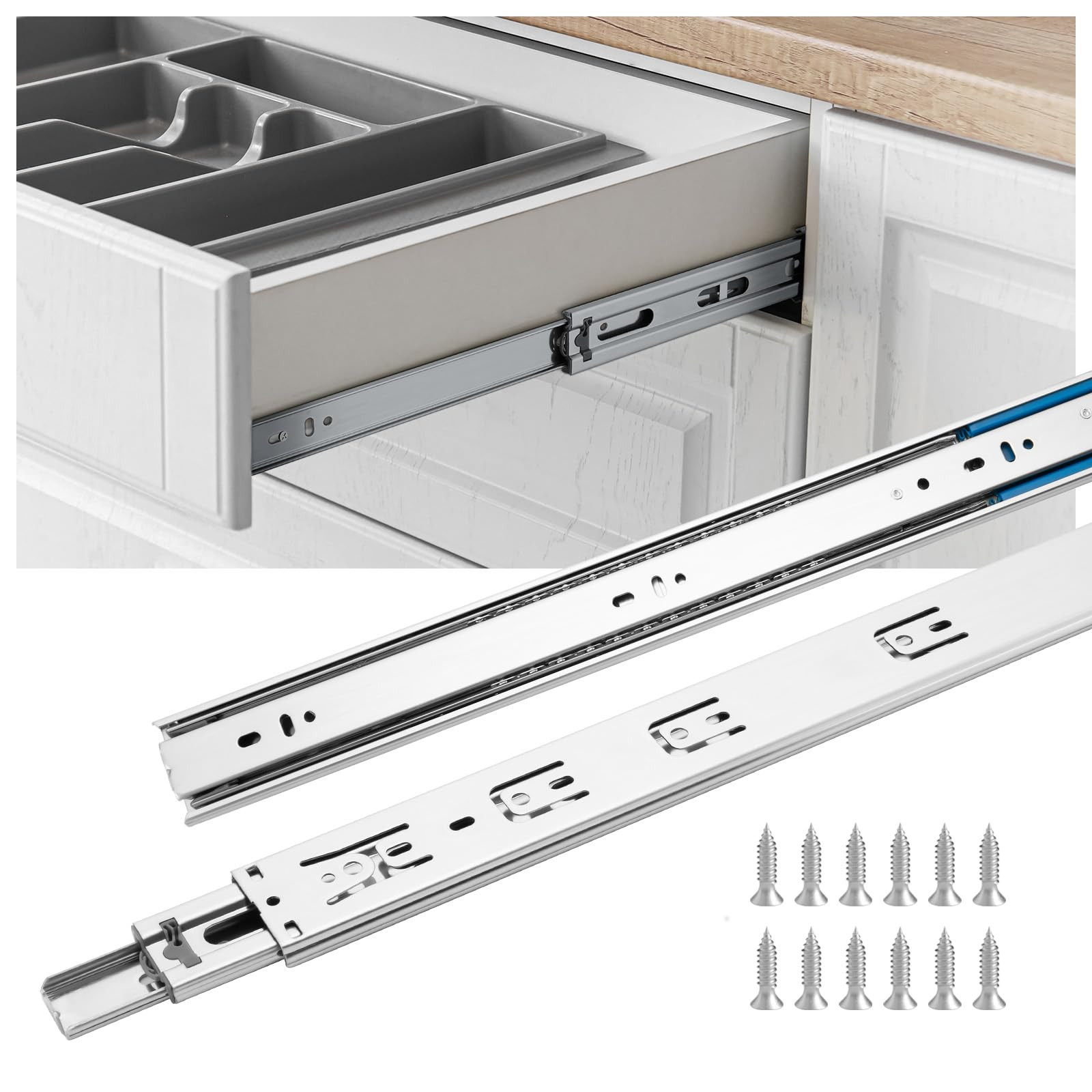 10 Pair Soft Close Drawer Slides 22 Inch – Heavy Duty Full Extension Drawer G...