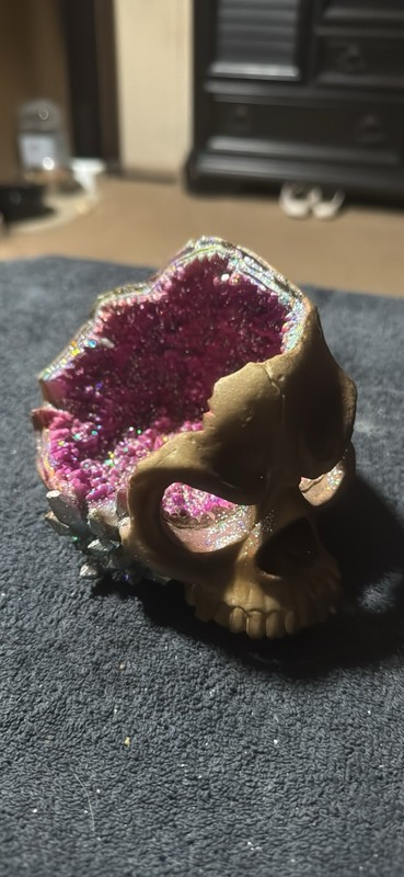 Magical Unicorn Horse Geode Tower Stick, Skull Geode, And Glitter Candle (set)