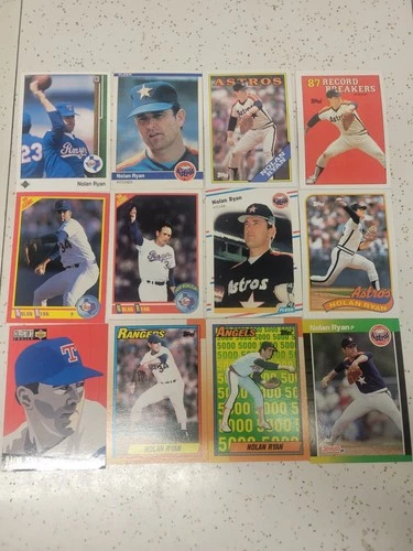 Nolan Ryan 1980s Vintage 12 Card Lot -Topps,Fleer,Donruss,Upper Deck,Score HOF🔥