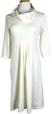 Sangria Womans Size 4 Dress Sweater Ivory Cream Midi Cowl Neck 90s Classic