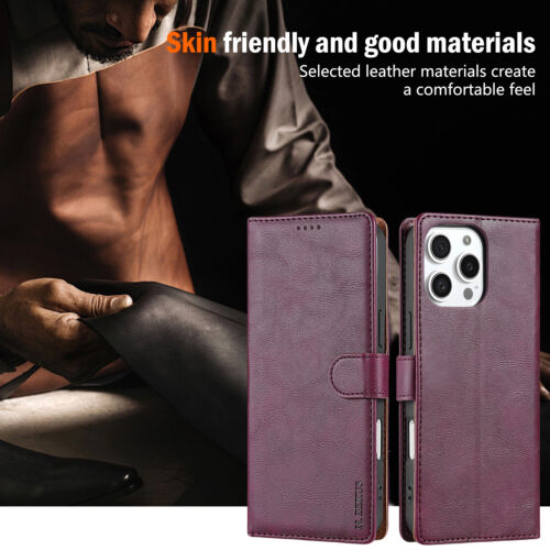 For iPhone 16 15 14 13 12 Pro Max Magnetic Leather Wallet Card Flip Case Cover - Picture 30 of 64