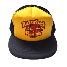 Razorback Rentals Vintage Snap back Hat Baseball Cap Black Mesh Back Foam Crown