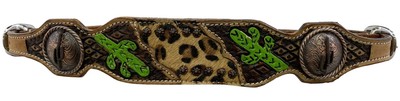 Showman Cheetah Inlay Wither Strap w/ Painted Cactus Accents