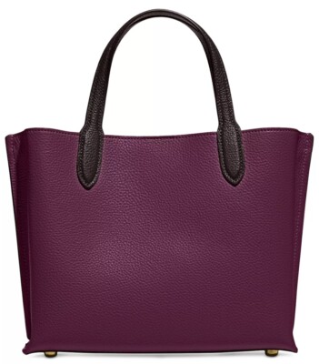 NWT Coach Willow Tote 24 Crossbody Leather Deep Berry Purple C8561