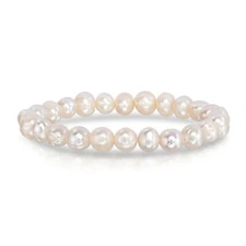 White Genuine Fresh Water pearl Stretch Bracelet for Women