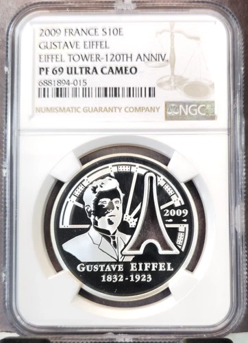 2009 FRANCE SILVER 10 EURO EIFFEL TOWER NGC PF 69 ULTRA CAMEO SCARCE GREAT COIN